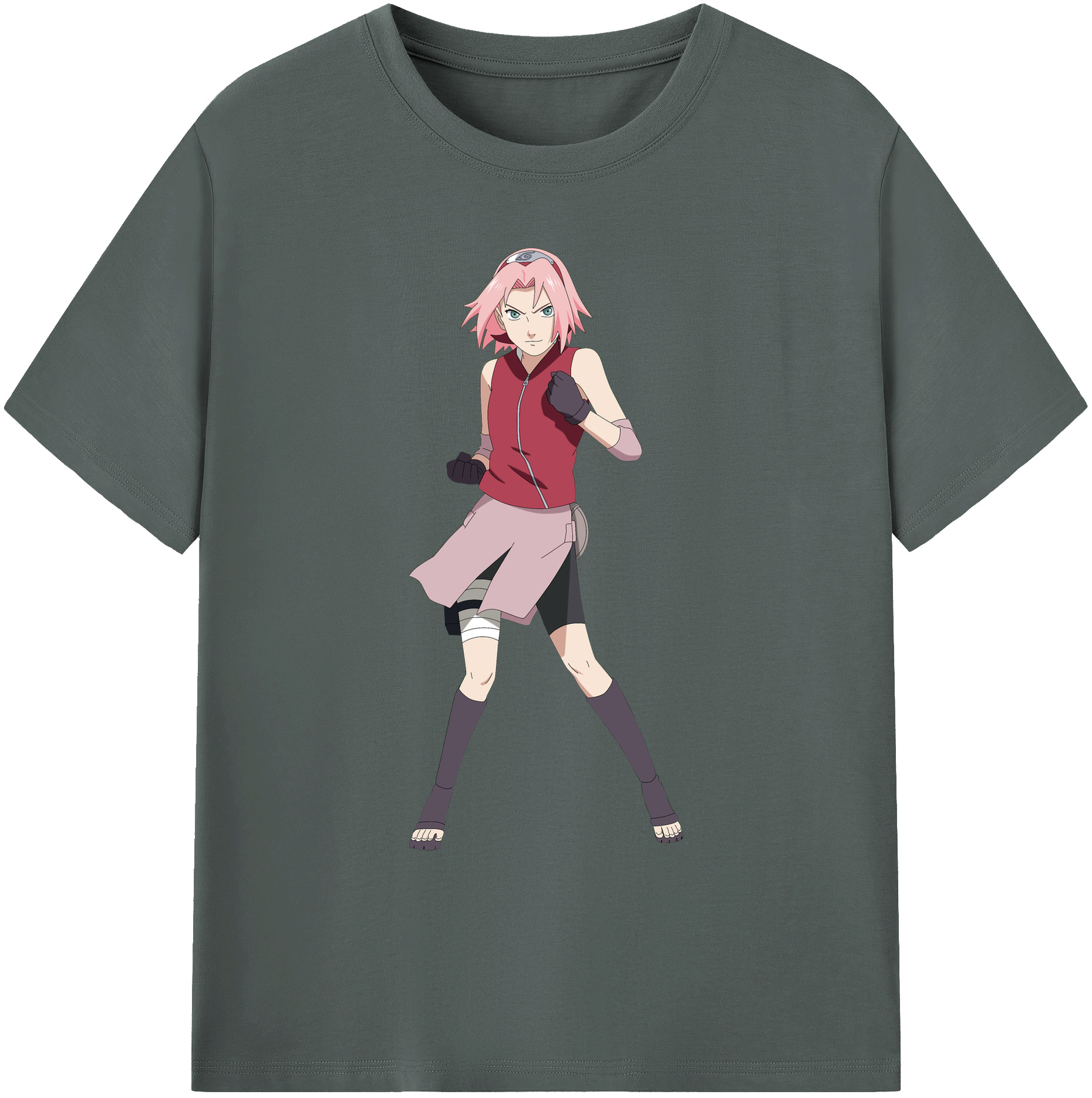 （画像用） NARUTO -ナルト- 春野サクラ Haruno Sakura 綿100％ メンズ半袖Tシャツ｜肌触りやわらか＆通気性